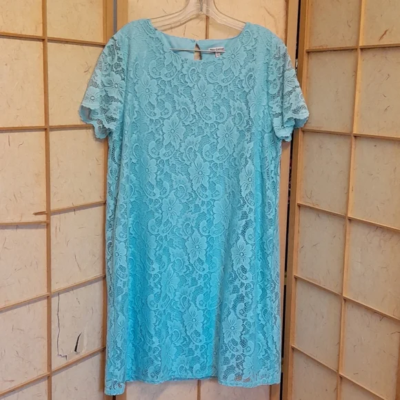 light blue long sleeve lace dress A.L.C. Eden Lace Mini Dress in Slate Blue, Size 8 main image 0